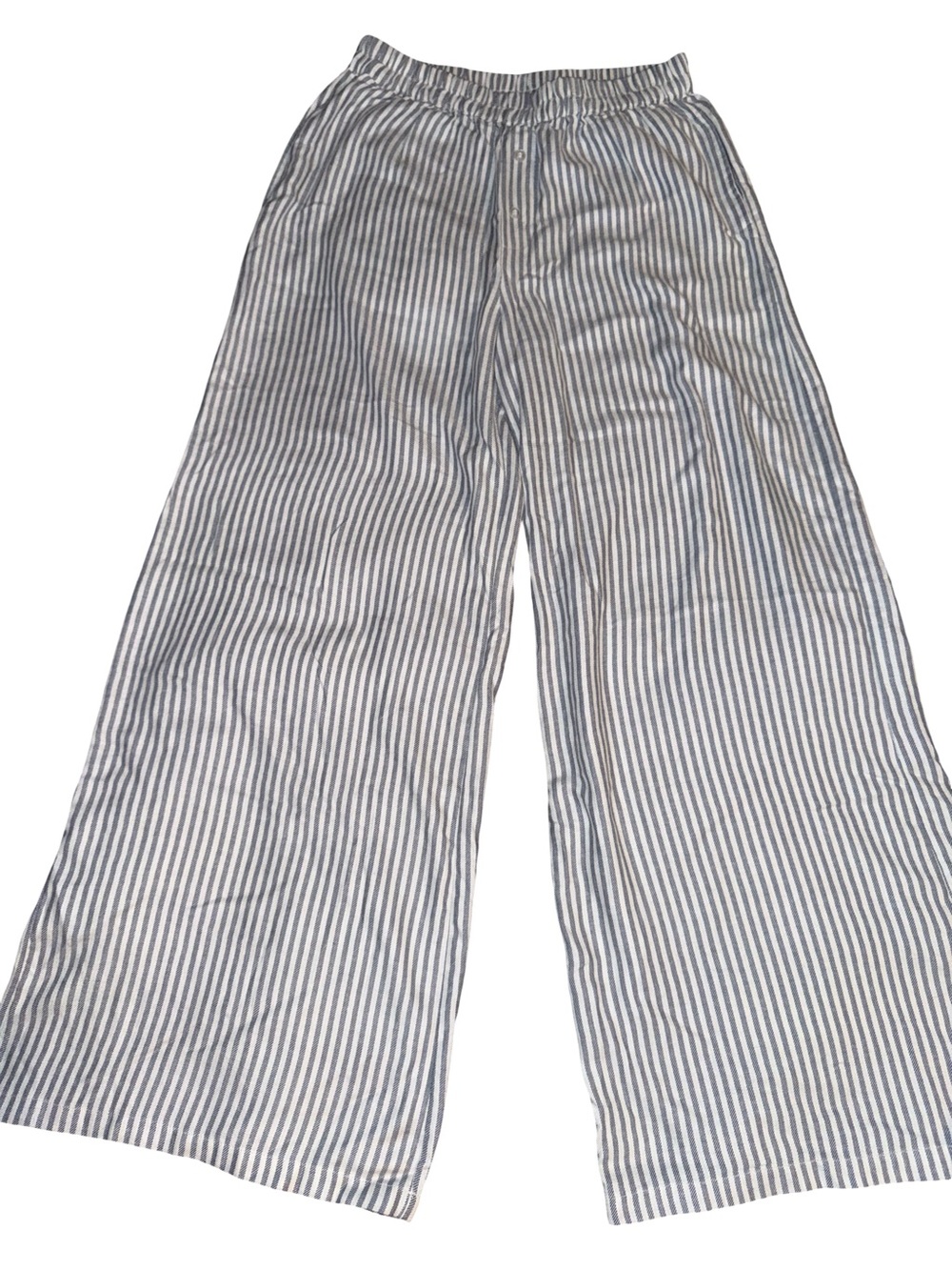 Women's Blue & White Striped Wide-Leg Pants — Effortless Everyday Style